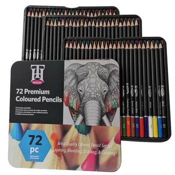 Набор из 72 карандашей художника для раскрашивания книг, профессиональные масляные карандаши премиум-класса серии Artist Soft для рисования эскизов.