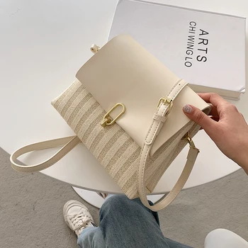 Дизайн в полоску, маленькие сумки через плечо из искусственной кожи для женщин, летние простые сумки и кошельки 2021 года, женские дорожные сумки
