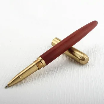 Красная деревянная ручка-роллер Металлическая роскошная шариковая ручка с золотой отделкой, канцелярские принадлежности, школьные принадлежности, шариковая ручка-роллер