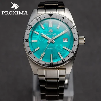 Proxima, лидирующий бренд, Роскошные мужские автоматические механические часы 40 мм, классические винтажные наручные часы для любителей дайвинга в стиле милитари, 20 бар