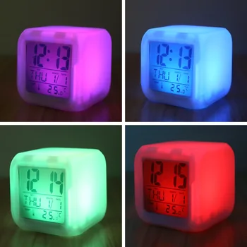 Цифровой красочный умный будильник, настольный звонок, мини-маленькие часы, настольные электронные часы-будильник с подсветкой