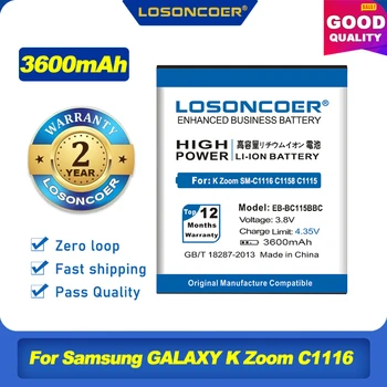 100% Оригинальный LOSONCOER 3600 мАч EB-BC115BBC EB-BC115BBE Аккумулятор Для Samsung GALAXY K Zoom SM-C1116 C1158 C1115