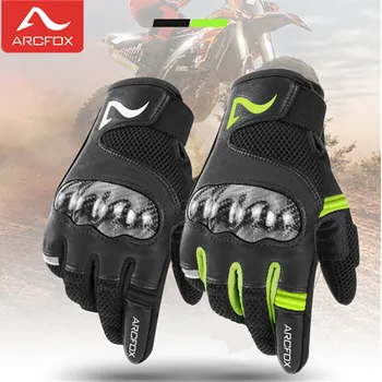 Мотоциклетные перчатки ARCFOX, мужские Кожаные Противоскользящие карбоновые накладки, аксессуары для мотокросса, экипировка, Дышащая сетка, Летняя гарантия.