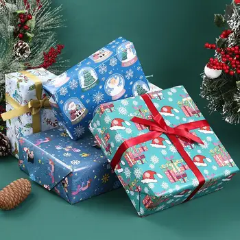 10шт Оберточная бумага для Рождественских подарков 50 *70 см Бумага с покрытием для подарков на день рождения, упаковка с мультяшными надписями, обложка книги, разнообразие стилей