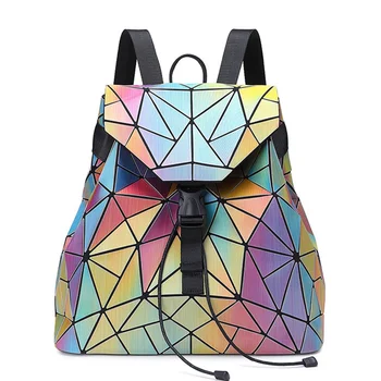 Женский рюкзак с ромбовидной геометрией и красочным шнурком Геометрические женские школьные рюкзаки для девочек-подростков mochila feminina