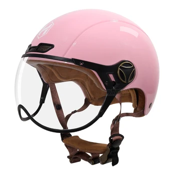 Розовый Винтажный мотоциклетный шлем С открытым лицом Мотоцикл Ретро Кафе Байкер Мото Езда Гонки Casco Capacete Унисекс Мотокросс