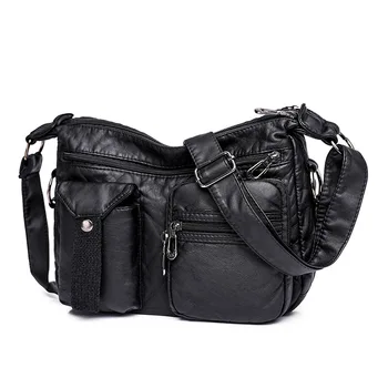 Женские сумки через плечо из мягкой искусственной кожи с несколькими карманами, сумки-хобо для покупок большой емкости, ретро-сумка-тоут