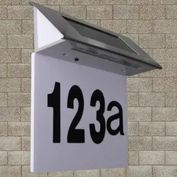 Дверная табличка IP65 Водонепроницаемая, высокой яркости, автоматическая зарядка, табличка с номером дома на солнечной энергии, светодиодная лампа с крючком