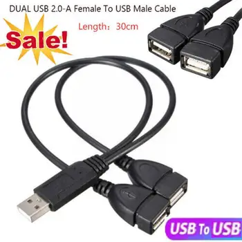 USB 2.0, один мужской, Два женских кабеля для зарядки данных, Один к двум, кабель длиной 1 30 см, Минутная зарядка данных, кабель 2USB V8V6