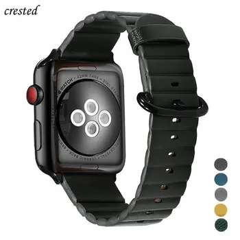 Кожаный ремешок-петля для Apple watch band 44мм 40мм 38мм 42мм Ремешок для часов из натуральной кожи ремень браслет iWatch serie 3 4 5 se 6 band