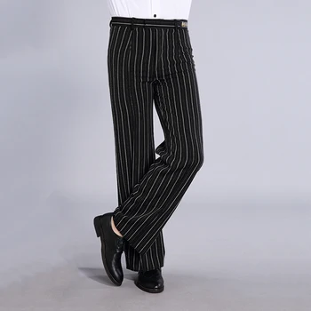 Мужские брюки для бальных танцев, одежда для латиноамериканских танцев, прямые брюки в полоску, костюм для выступления в вальсе, мужская тренировочная одежда DNV17428