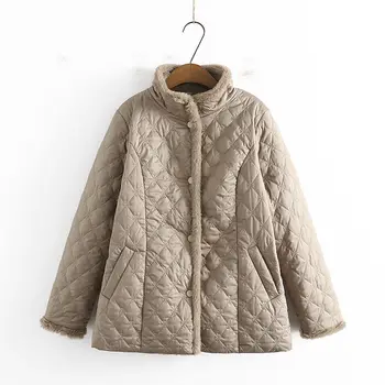 Новая короткая хлопчатобумажная стеганая куртка женская зимняя куртка Плюшевая утолщенная хлопчатобумажная стеганая куртка среднего и пожилого возраста