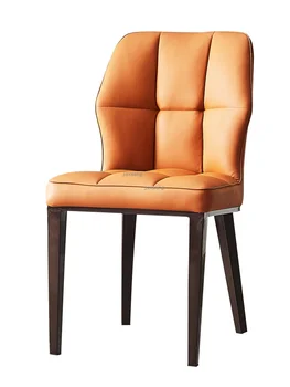 Индивидуальный обеденный стул в скандинавском стиле, современный минималистичный домашний Диван со спинкой, стул с одним столом, европейские кожаные стулья для отдыха