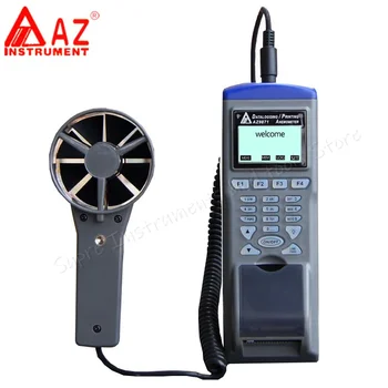 Анемометр AZ9871 Расходомер воздуха, тестер скорости ветра, регистратор данных о влажной лампочке, регистратор температуры и влажности с функцией принтера