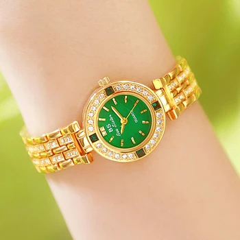 Женские часы-браслет со стальным ремешком, маленький циферблат, кварцевые наручные часы со стразами, роскошные модные часы для женщин
