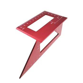 Красный многофункциональный алюминиевый сплав Квадрат 45 градусов 90 градусов калибр Угловой Транспортир деревообрабатывающие инструменты