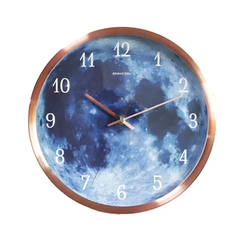 Светодиодные кварцевые настенные часы современного дизайна Blue Moon Night Light Голосовое управление Для гостиной, кабинета, столовой