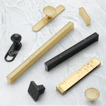 Ручка из цинкового сплава, современная минималистичная черно-золотая ручка для дверцы комода с одним отверстием, креативная ручка для гардероба