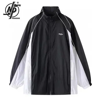 Летняя куртка-ветровка в стиле хип-хоп, мужская уличная одежда, пальто большого размера с буквенным принтом, лоскутные куртки-бомберы Harajuku Унисекс