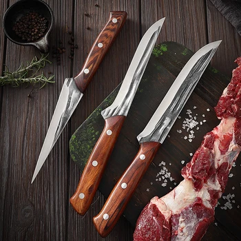 Нож для обвалки 5Cr15Mov, Кованый Нож шеф-повара из нержавеющей стали для мяса, костей, Рыбы, фруктов, овощей, Ресторанных Столовых приборов, Набора кухонных Ножей