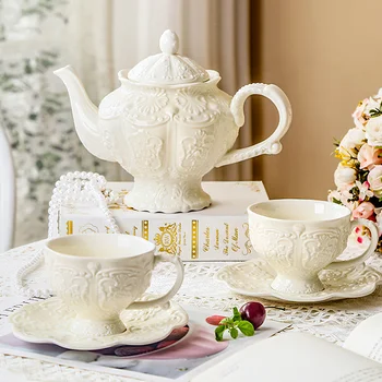 Керамический чайник с креативным дворцовым рельефом Кофейник Чашка для чая Блюдо для питья Форма для торта Ваза Принадлежности для домашней кухни орнамент