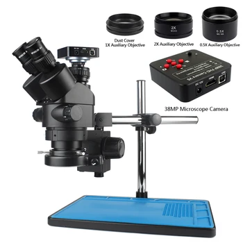 3,5 X-90X Трехокулярный стереомикроскоп с одновременным фокусным расстоянием, 38-мегапиксельный HDMI Цифровой USB Промышленный микроскоп, Видеокамера для ремонта пайки