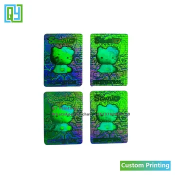 10000pcs 11x16mm Напечатанные На Заказ Высококачественные Зеленые Наклейки Hologam Фирменный Знак Cosmetices Логотип Цвет Этикетки 3D Голографические Печати