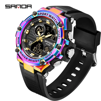 SANDA Военные часы Водонепроницаемые спортивные часы Мужские светодиодные цифровые кварцевые наручные часы Лучший бренд класса Люкс Double Time Electron Clock