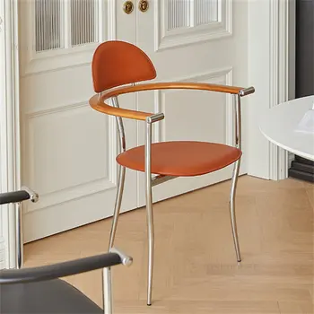 Скандинавские обеденные стулья из кованого железа, кухонная мебель, легкое роскошное кресло, креативный дизайнерский стул в стиле ретро, стулья для отдыха со спинками