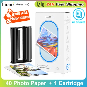 Бумага для фотопечати Liene, принтер для печати, 40 листов бумаги для печати 4x6 дюймов и 1 чернильный картридж, водостойкий, стойкий к окислению