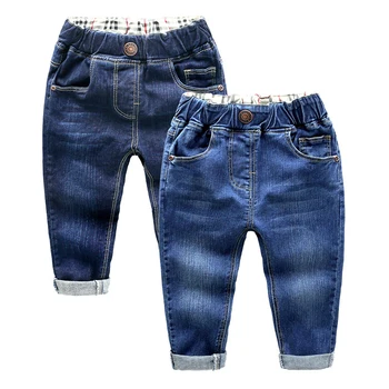Детские джинсы, весна-осень, хлопковые однотонные джинсы для мальчиков, модные повседневные штаны для малышей, детские джинсы 2-8 лет