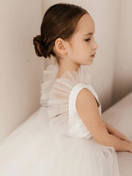 Платье для девочек-подростков, детская одежда, платье для дня рождения для маленьких девочек, Элегантные длинные платья из тюля, детские кружевные платья для свадебной церемонии