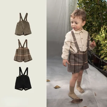 Вельветовые брюки для мальчиков бренда Pope, детская одежда, бархатные шорты, весенние наряды на День Благодарения для девочек, винтажный комбинезон для младенцев