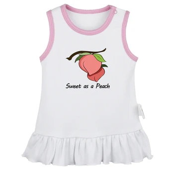 iDzn/ Новые детские платья Sweet as a Peach с забавным принтом для девочек, милое плиссированное платье без рукавов для девочек 0-24 м, детская летняя жилетка, одежда