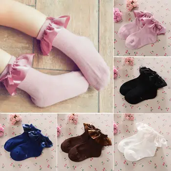 Носки для девочек-принцесс, детские короткие носки выше щиколотки с кружевом, гетры для маленьких девочек, хлопок, весенний стиль, 2-8 лет