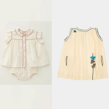 Летние красивые брендовые платья EnkeliBB для маленьких девочек, детская дизайнерская одежда в повседневном стиле, детское льняное платье без рукавов