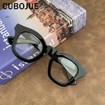 Ацетатные очки для чтения Cubojue, мужские оправы для очков с антибликовым покрытием, мужские винтажные черные очки в черепаховой оправе по рецепту врача