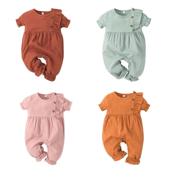 Y55B Детский комбинезон для новорожденных, боди, весенний комбинезон для новорожденных мальчиков и девочек, комбинезон с коротким рукавом, одежда от 3 до 18 м