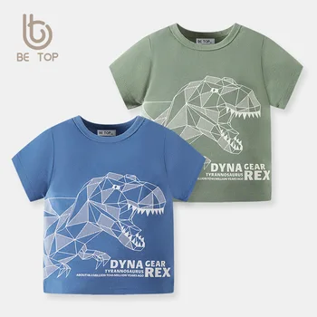 Футболка для мальчиков 2023 года с 3D принтом динозавра для маленьких мальчиков, футболка для девочек, Летняя повседневная хлопковая свободная детская футболка