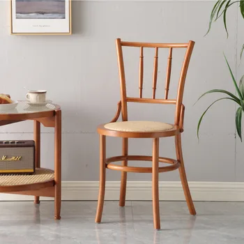 Обеденные стулья из массива дерева в стиле Ретро, Домашний кабинет, Плетеный стул из ротанга, Обеденный стул для отдыха, Скандинавский стул для гостиной