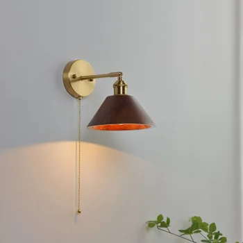 Латунный настенный светильник из черного ореха, прикроватная тумбочка для спальни, Эркерное окно, Балкон, прожектор для проживания в семье, лампа для чтения