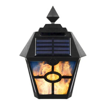Светодиодный солнечный настенный светильник с пламенем, светодиодная лампа с управлением освещением, водонепроницаемая панель, забор во дворе, Садовый пейзаж, наружный настенный светильник для дома