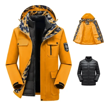 Уличная штормовая куртка Из двух частей, съемный хлопковый костюм-карго для мальчиков, теплая ветрозащитная и непромокаемая куртка для девочек, устойчивая к царапинам