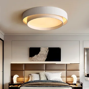 Черный или белый светодиодный потолочный светильник, современная простая панельная лампа для столовой, гостиной, Креативная спальня, кухня, Домашний круглый потолочный светильник