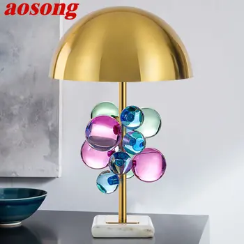 Современная настольная лампа AOSONG с креативным цветным декором CrystalDesk Light для дома, гостиной, прикроватной тумбочки в спальне