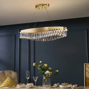 Современная светодиодная роскошная люстра с кристаллами Water Drop, Подвесное освещение для гостиной, столовой, кухни, Островной подвесной светильник для домашнего декора