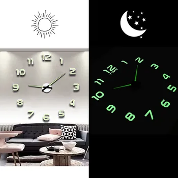 2020 Новые часы своими руками Многоцветное Украшение дома в простом стиле С зеркальным эффектом Акриловая стена Кварцевая Гостиная Офис Немой Круглый Большой