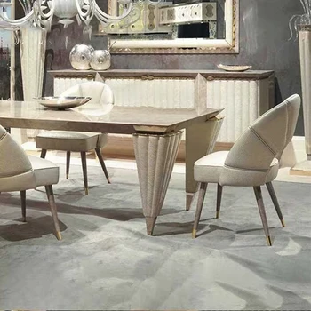Современная роскошная итальянская вилла высокого класса Столовая Мебель для гостиной обеденный стул с кожаной обивкой