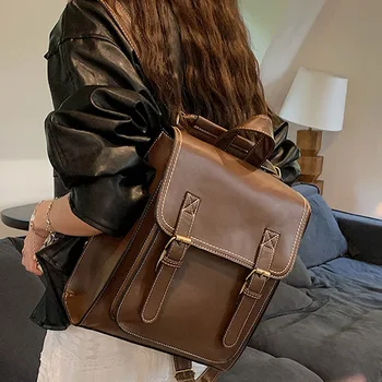 Винтажный рюкзак, женская сумка из искусственной кожи, женский рюкзак, модная школьная сумка для девочек, высококачественные повседневные сумки через плечо, Sac A Dos