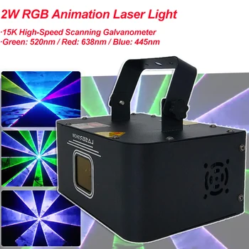 2 Вт RGB Лазерный Луч Линейный Сканер Узоров Проектор 2в1 DJ Дискотека Праздничная Вечеринка Свадебный Бар DMX и RJ45 Эффект Сценического Освещения